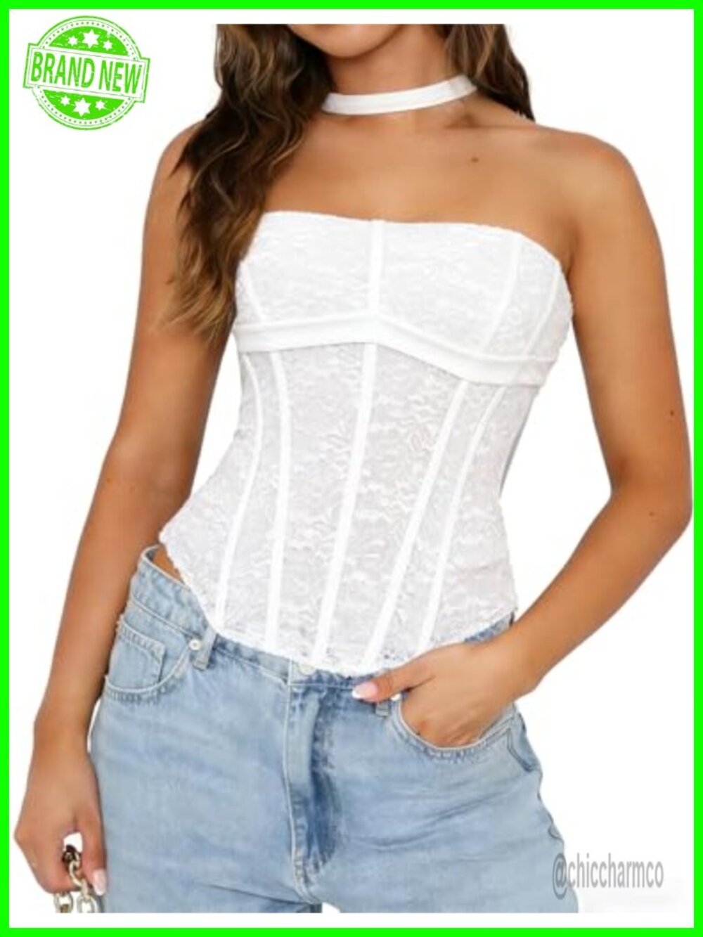 Lace Corset Top Women Mesh Bustier Halter Neck Y2K Going Out